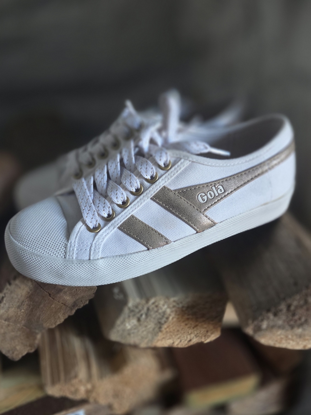 Gola Women's White & Gold Canvas Sneakers
